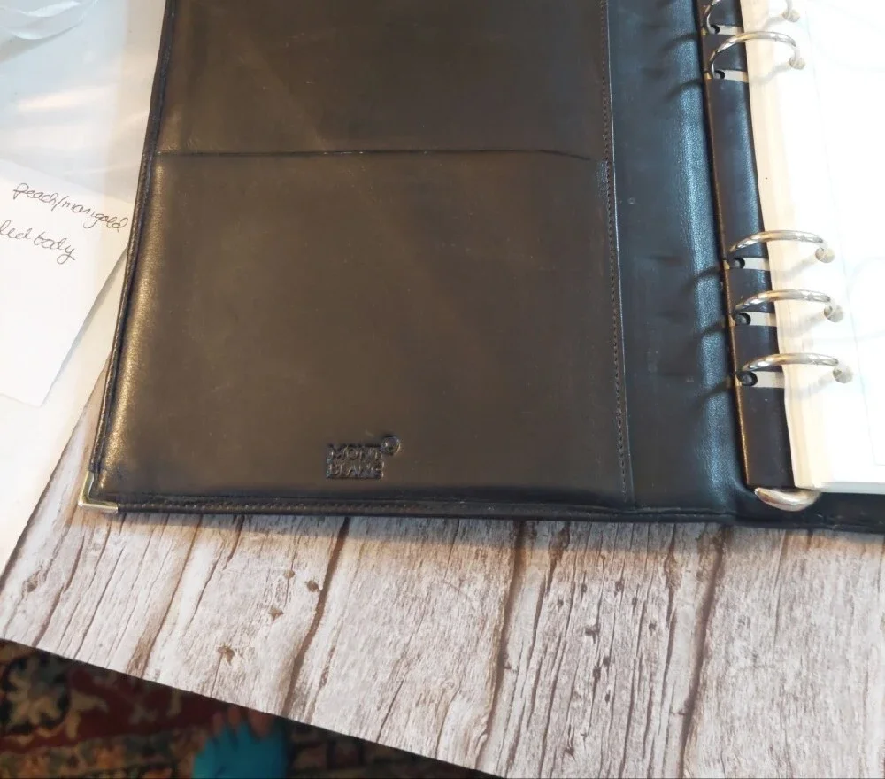 Montblanc Black Leather Filofax/ Organizer Platinum Corner Logo 8